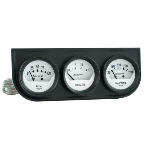 Autometer AutoGage Analog Console Oil/Water Temp/Volt 2in Gauges White Dial - Black Bezel thumbnail 2