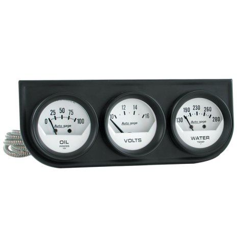 Autometer AutoGage Analog Console Oil/Water Temp/Volt 2in Gauges White Dial - Black Bezel thumbnail 4