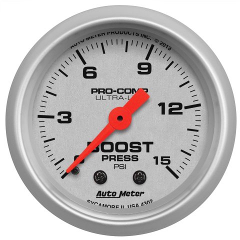 Autometer Ultra-Lite 52mm 0-15 PSI Mechanical Boost Gauge thumbnail 1