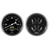 Auto Meter Gauge Kit 2 pc. Quad & Speedometer 3 3/8in Old Tyme Black thumbnail 2
