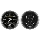 Auto Meter Gauge Kit 2 pc. Quad & Tach/Speedo 3 3/8in Old Tyme Black thumbnail 3