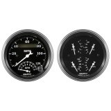 Auto Meter Gauge Kit 2 pc. Quad & Tach/Speedo 3 3/8in Old Tyme Black thumbnail 4