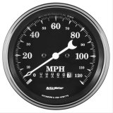 Auto Meter Gauge Speedo. 3 3/8in 120mph Elec. Prog. w/ Wheel Odo Old Tyme Black thumbnail 1