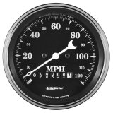 Auto Meter Gauge Speedo. 3 3/8in 120mph Elec. Prog. w/ Wheel Odo Old Tyme Black thumbnail 3