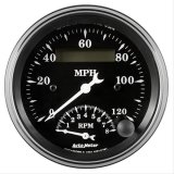 Auto Meter Gauge Tach/Speedo 3 3/8in 120mph & 8k RPM Elec. Program. Old Tyme Blk thumbnail 1