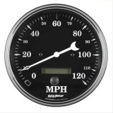 Auto Meter Gauge Speedo. 5in 120mph Elec. Prog. w/ LCD Odo Old Tyme Black thumbnail 1