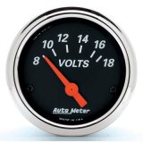 Autometer Designer Black 2 1/16in 18 Volt Electronic Voltage Gauge thumbnail 2