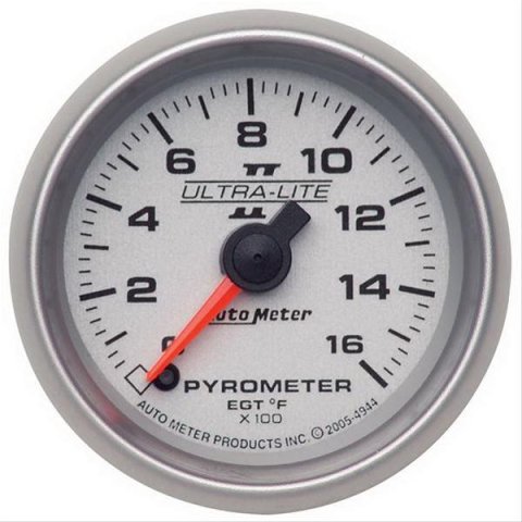 Autometer Ultra-Lite II 52mm 0-1600 Deg F Full Sweep Electric Pyrometer (EGT) Gauge