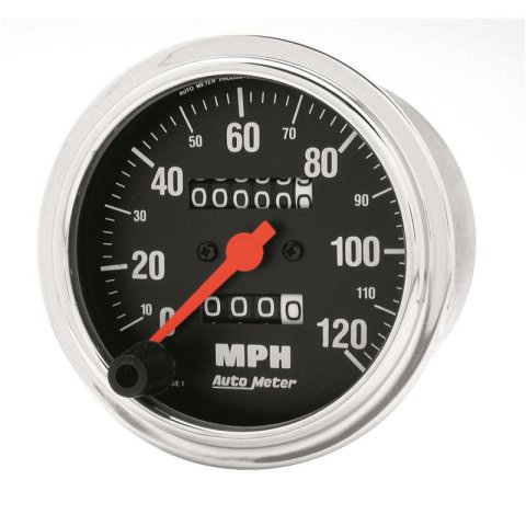Autometer Traditional Chrome 3-3/8in 120 MPH In-Dash Full Sweep Mechanical Speedometer thumbnail 3