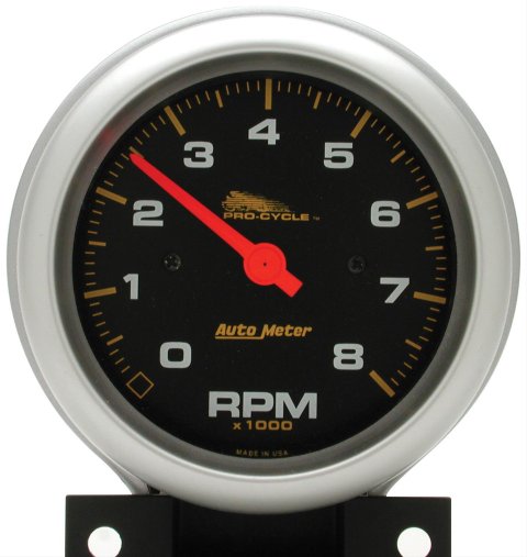 Autometer Pro-Cycle Gauge Tach 3 3/4in 8K Rpm 2 & 4 Cylinder Black Pro-Cycle
