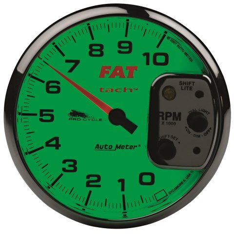 Autometer Pro-Cycle Gauge Tach 5in 10K Rpm Shift- Lite 2&4 Cylinder White Fat Tach