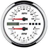 Autometer Pro-Cycle Gauge Tach/Speedo 4 1/2in 8K Rpm/120 Mph White thumbnail 1