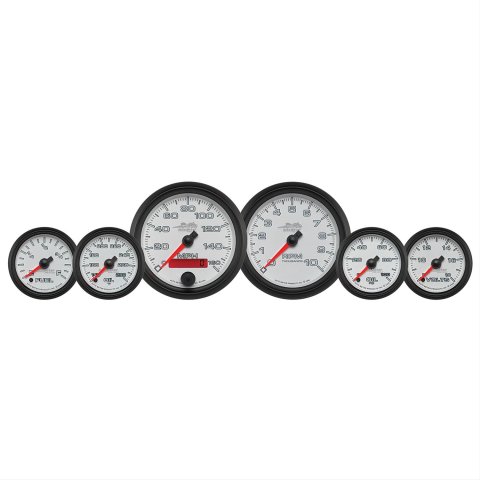 Autometer Pro-Cycle Gauge Kit 6 Pc. Kit 3 3/8in & 2 1/16in Bagger White thumbnail 1