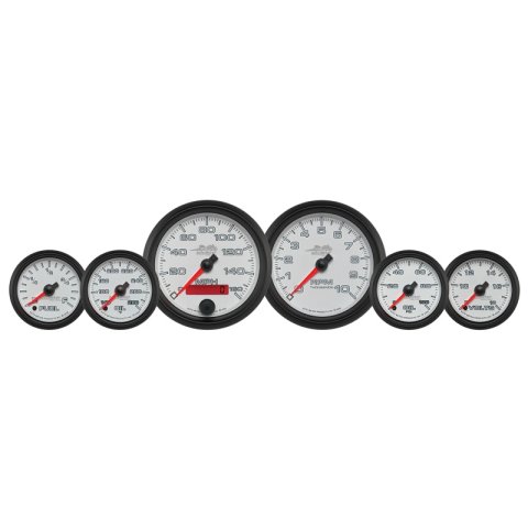 Autometer Pro-Cycle Gauge Kit 6 Pc. Kit 3 3/8in & 2 1/16in Bagger White thumbnail 3