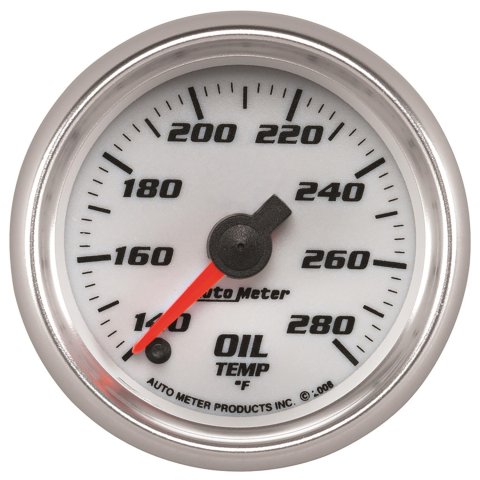 Autometer Pro-Cycle Gauge Oil Temp 2 1/16in 140-280f Digital Stepper Motor White