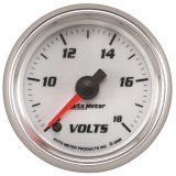 Autometer Pro-Cycle Gauge Voltmeter 2 1/16in 18V Digital Stepper Motor White thumbnail 4