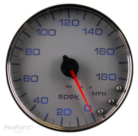 Autometer Spek-Pro Gauge Speedometer 5in 180 Mph Elec. Programmable Silver/Chrome