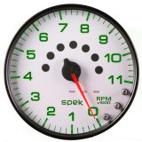 Autometer Spek-Pro Gauge Tachometer 5in 11K Rpm W/Shift Light & Peak Mem White/Black thumbnail 1