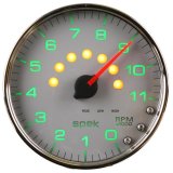 Autometer Spek-Pro Gauge Tachometer 5in 11K Rpm W/Shift Light & Peak Mem Silver/Chrome thumbnail 5
