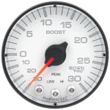 Autometer Spek-Pro Gauge Vac/Boost 2 1/16in 30Inhg-30psi Stepper Motor W/Peak & Warn White/Black thumbnail 4