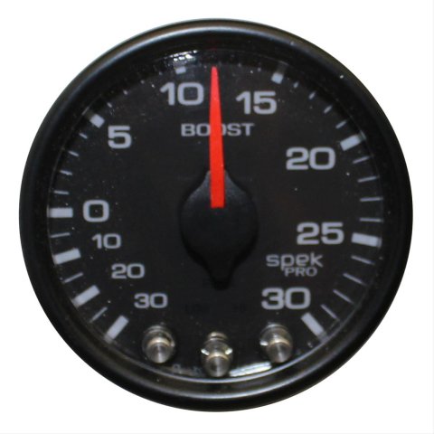 Autometer Spek-Pro Gauge Vac/Boost 2 1/16in 30Inhg-30psi Stepper Motor W/Peak & Warn Black/Black
