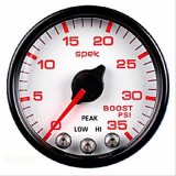 Autometer Spek-Pro Gauge Boost 2 1/16in 35psi Stepper Motor W/Peak & Warn White/Black thumbnail 1