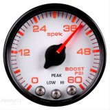 Autometer Spek-Pro Gauge Boost 2 1/16in 60psi Stepper Motor W/Peak & Warn Wht/Blk thumbnail 1