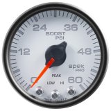 Autometer Spek-Pro Gauge Boost 2 1/16in 60psi Stepper Motor W/Peak & Warn Wht/Blk thumbnail 3