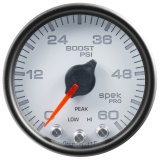 Autometer Spek-Pro Gauge Boost 2 1/16in 60psi Stepper Motor W/Peak & Warn Wht/Blk thumbnail 6