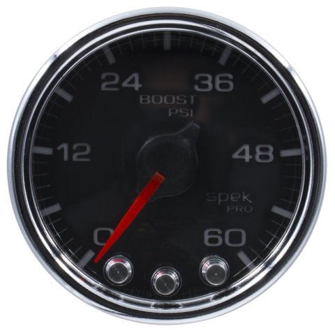 Autometer Spek-Pro Gauge Boost 2 1/16in 60psi Stepper Motor W/Peak & Warn Blk/Chrm thumbnail 5