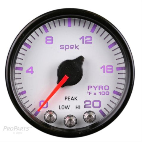 Autometer Spek-Pro Gauge Pyro. (Egt) 2 1/16in 2000f Stepper Motor W/Peak & Warn Wht/Blk