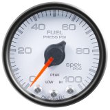 Autometer Spek-Pro Gauge Fuel Press 2 1/16in 100psi Stepper Motor W/Peak & Warn Wht/Blk thumbnail 4