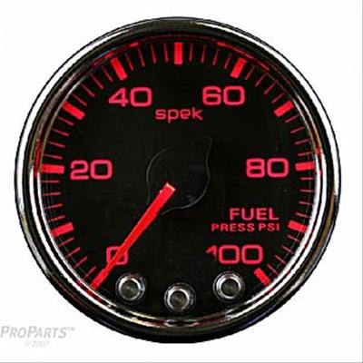 Autometer Spek-Pro Gauge Fuel Press 2 1/16in 100psi Stepper Motor W/Peak & Warn Blk/Smoke/Blk