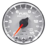 Autometer Spek-Pro Gauge Fuel Press 2 1/16in 15psi Stepper Motor W/Peak & Warn Slvr/Chrm thumbnail 2