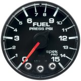 Autometer Spek-Pro Gauge Fuel Press 2 1/16in 15psi Stepper Motor W/Peak & Warn Blk/Blk thumbnail 5