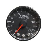 Autometer Spek-Pro Gauge Fuel Press 2 1/16in 15psi Stepper Motor W/Peak & Warn Blk/Blk thumbnail 1