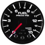 Autometer Spek-Pro Gauge Fuel Press 2 1/16in 15psi Stepper Motor W/Peak & Warn Blk/Blk thumbnail 3