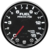Autometer Spek-Pro Gauge Fuel Press 2 1/16in 15psi Stepper Motor W/Peak & Warn Blk/Smoke/Blk thumbnail 2