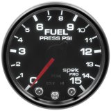Autometer Spek-Pro Gauge Fuel Press 2 1/16in 15psi Stepper Motor W/Peak & Warn Blk/Smoke/Blk thumbnail 5