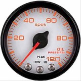 Autometer Spek-Pro Gauge Oil Press 2 1/16in 120psi Stepper Motor W/Peak & Warn Wht/Blk thumbnail 1