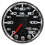 Autometer Spek-Pro Gauge Oil Press 2 1/16in 120psi Stepper Motor W/Peak & Warn Blk/Chrm thumbnail 2