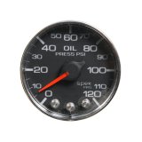 Autometer Spek-Pro Gauge Oil Press 2 1/16in 120psi Stepper Motor W/Peak & Warn Blk/Chrm thumbnail 1
