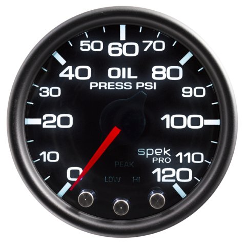 Autometer Spek-Pro Gauge Oil Press 2 1/16in 120psi Stepper Motor W/Peak & Warn Blk/Smoke/Blk thumbnail 6