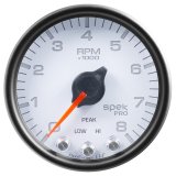 Autometer Spek-Pro Gauge Tach 2 1/16in 8K Rpm W/ Shift Light & Peak Mem Wht/Blk thumbnail 2
