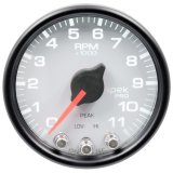 Autometer Spek-Pro Gauge Tach 2 1/16in 11K Rpm W/ Shift Light & Peak Mem Wht/Blk thumbnail 2
