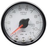Autometer Spek-Pro Gauge Tach 2 1/16in 11K Rpm W/ Shift Light & Peak Mem Wht/Blk thumbnail 4