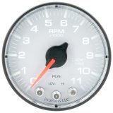 Autometer Spek-Pro Gauge Tach 2 1/16in 11K Rpm W/ Shift Light & Peak Mem Wht/Blk thumbnail 2