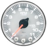 Autometer Spek-Pro Gauge Tach 2 1/16in 11K Rpm W/ Shift Light & Peak Mem Slvr/Chrm thumbnail 2