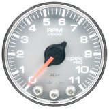 Autometer Spek-Pro Gauge Tach 2 1/16in 11K Rpm W/ Shift Light & Peak Mem Slvr/Chrm thumbnail 5
