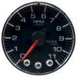 Autometer Spek-Pro Gauge Tach 2 1/16in 11K Rpm W/ Shift Light & Peak Mem Blk/Chrm thumbnail 4